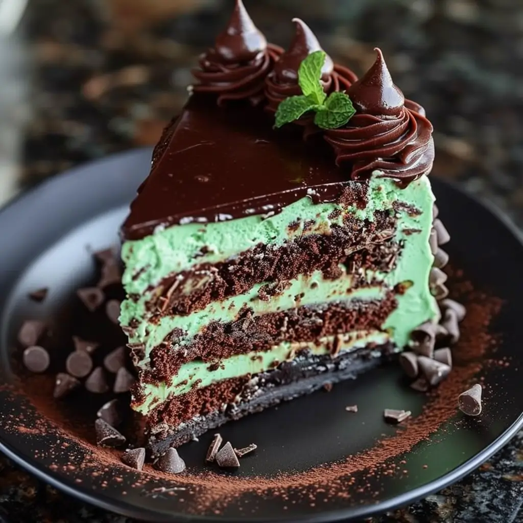 Mint Chocolate Fudge Cheesecake Cake