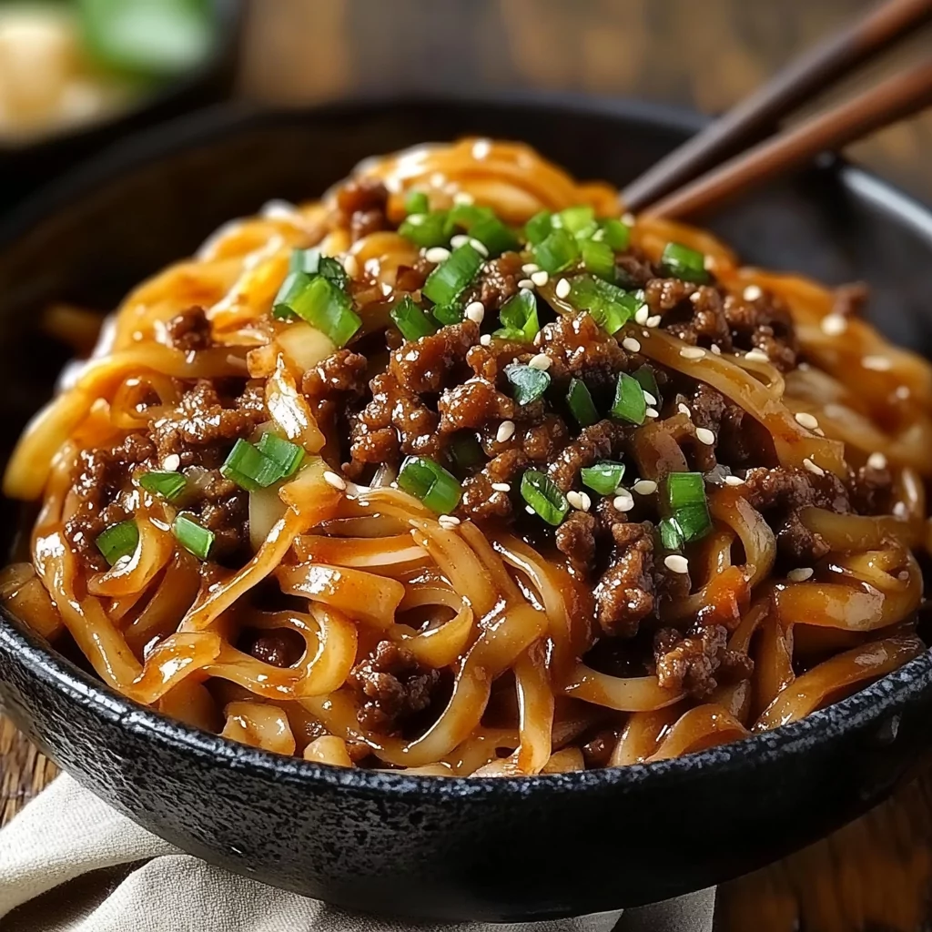 Mongolian Ground Beef Noodles Recipe