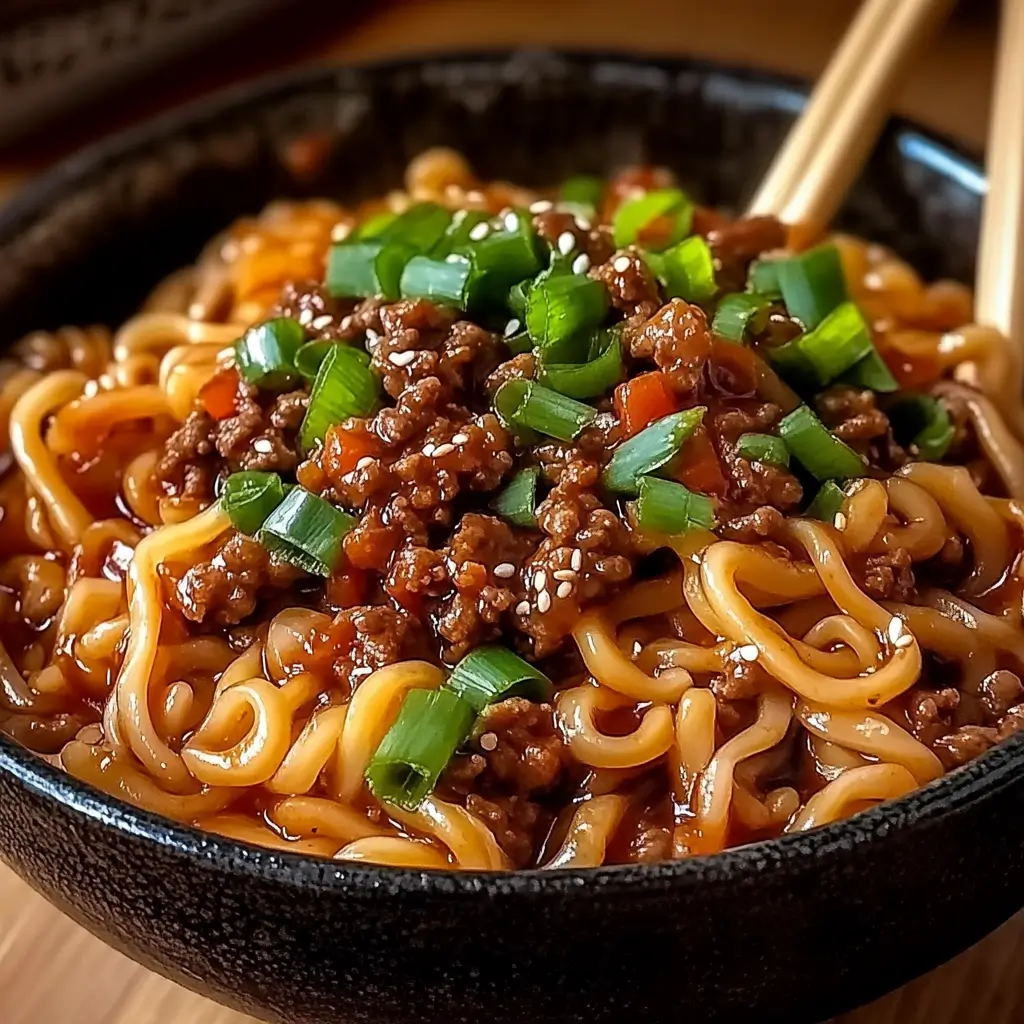 Mongolian Ground Beef Noodles