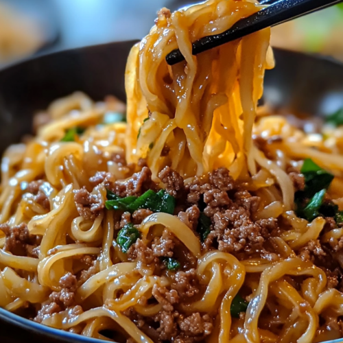 Mongolian Ground Beef Noodles Recipe