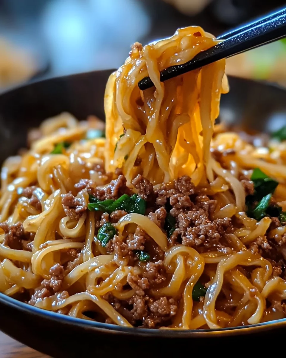 Mongolian Ground Beef Noodles Recipe