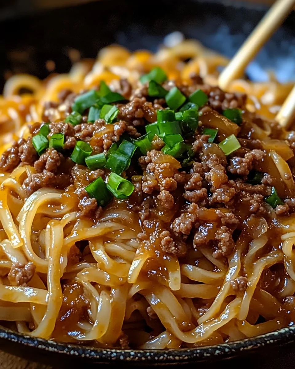 Mongolian Ground Beef Noodles Recipe