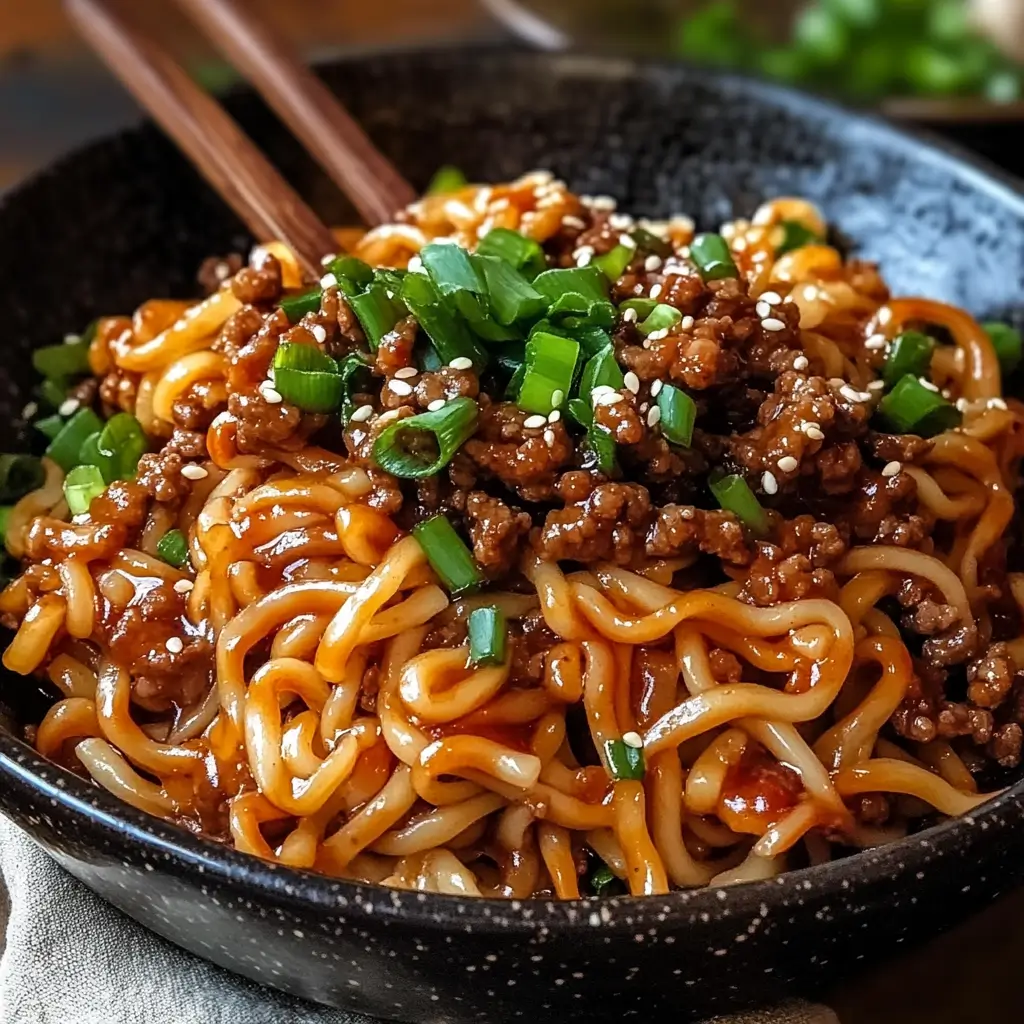 Mongolian Ground Beef Noodles