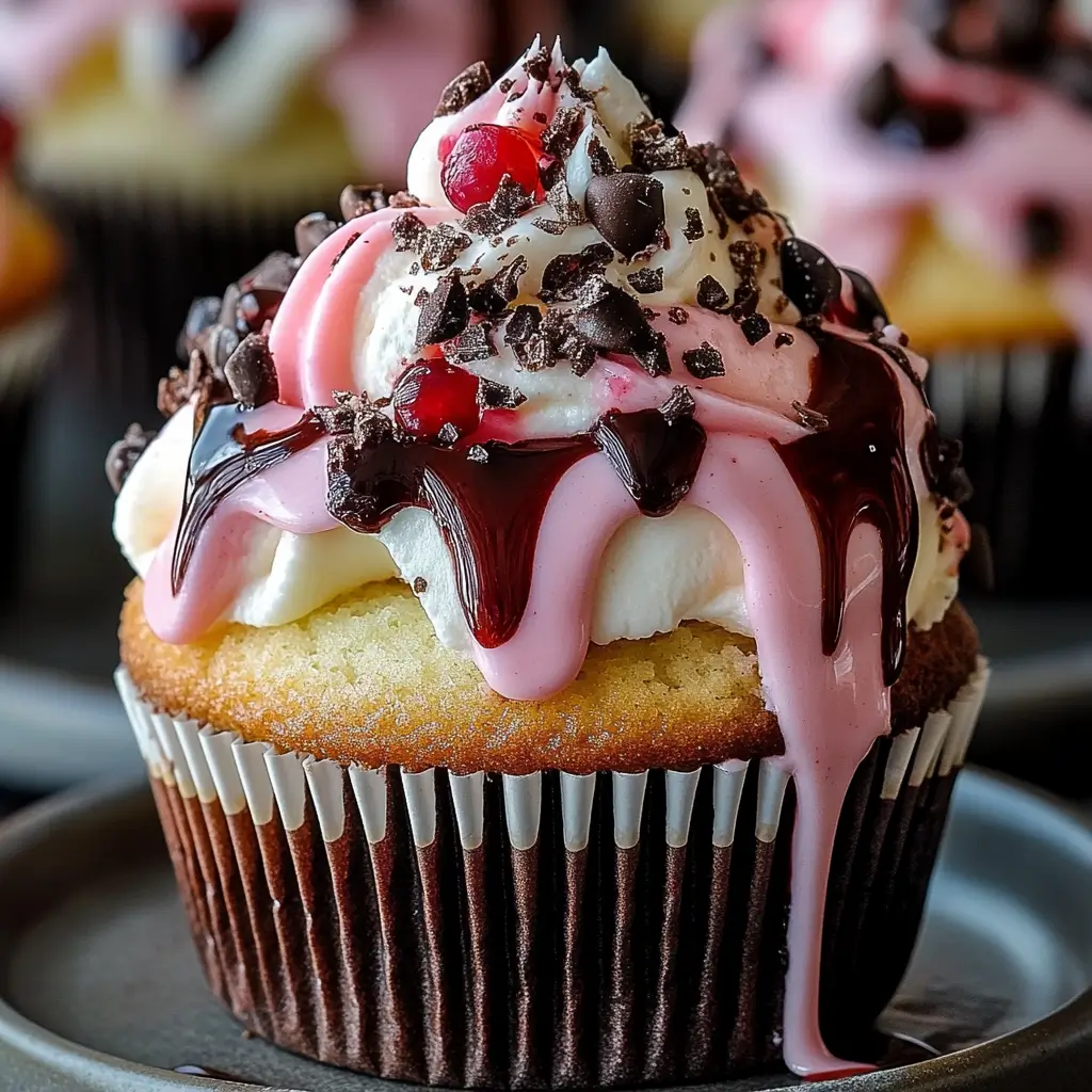 Neapolitan Cream Cupcakes