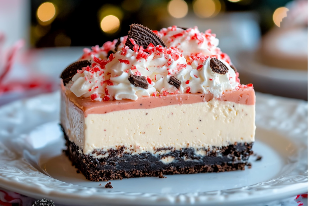 No Bake Peppermint Oreo Cheesecake