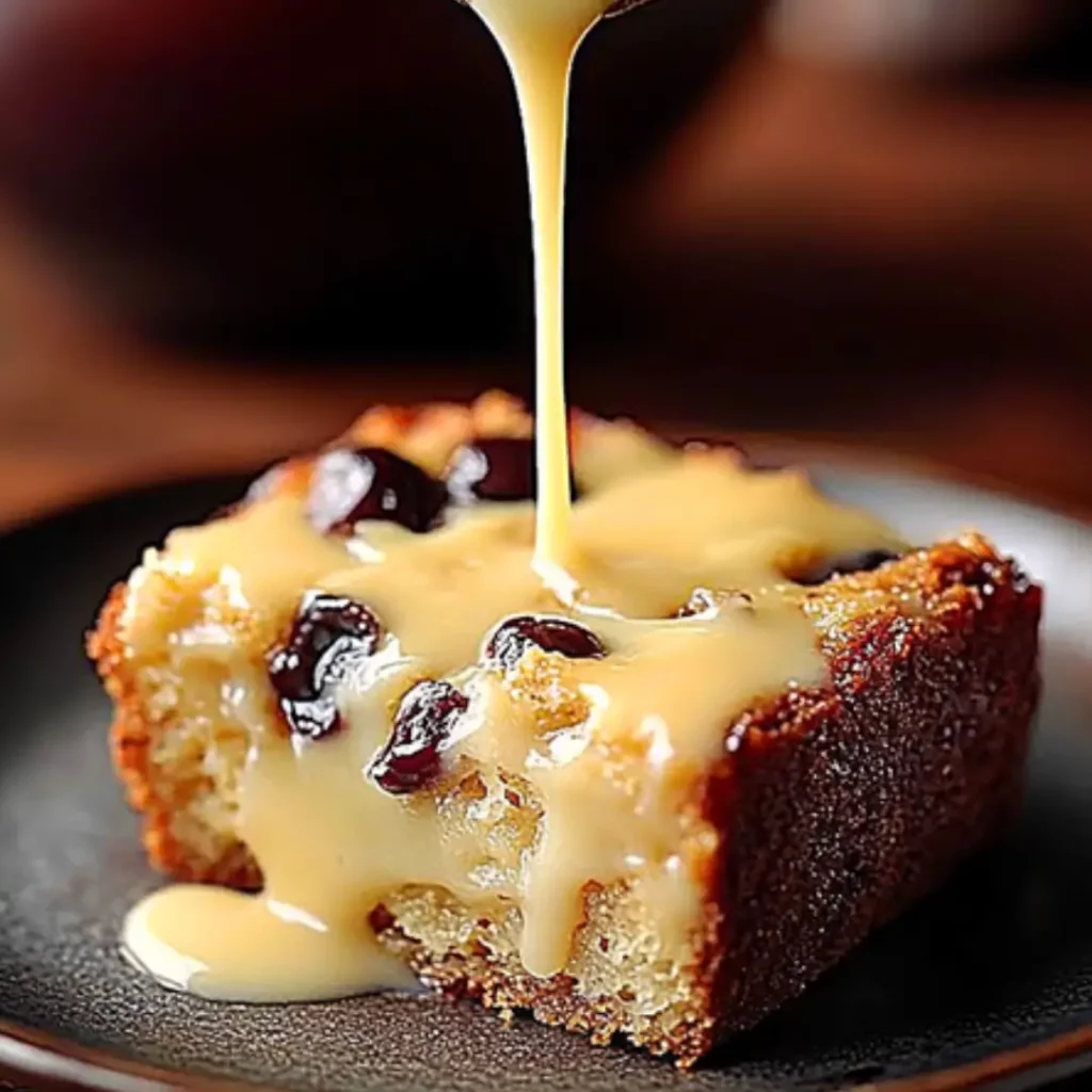 Old-Fashioned Bread Pudding with Vanilla Sauce