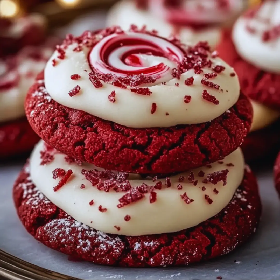 Peppermint Red Velvet Blossom Cookies