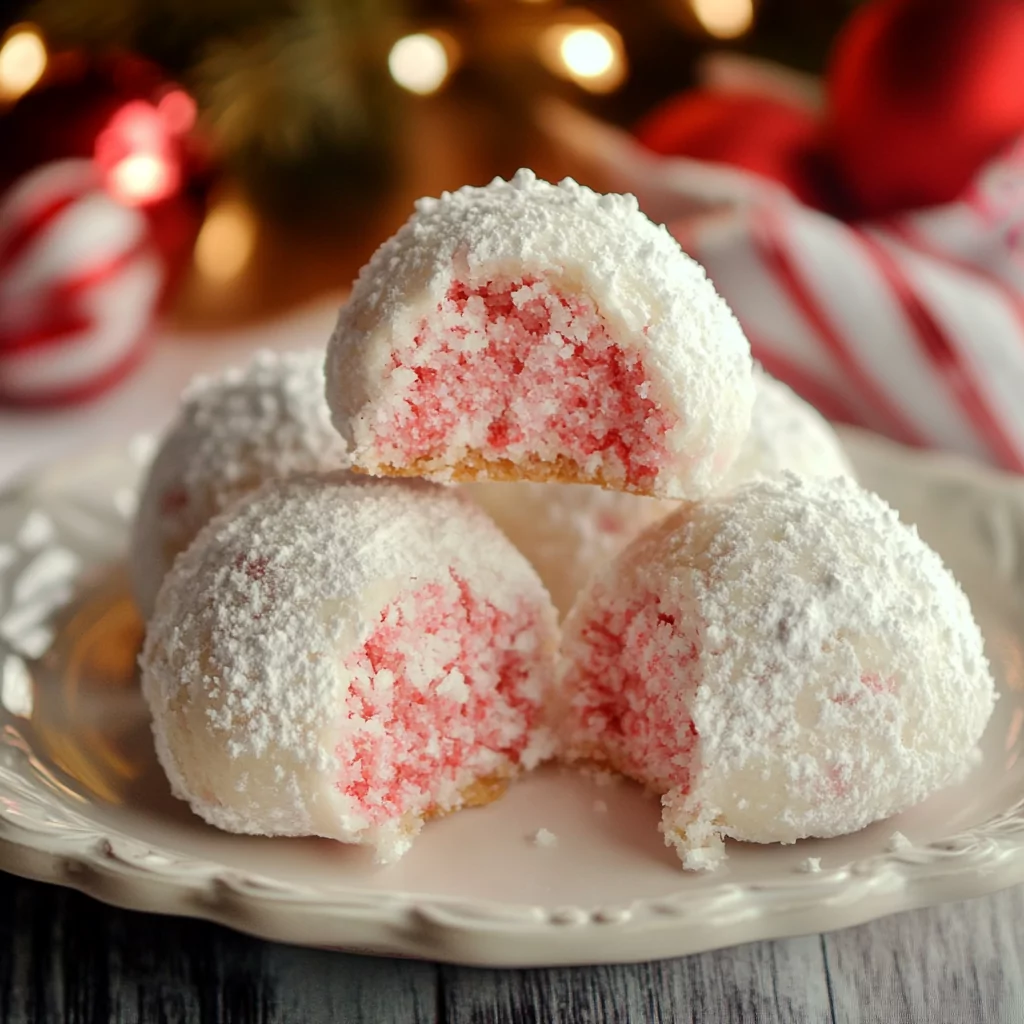 Peppermint Snowball Cookies