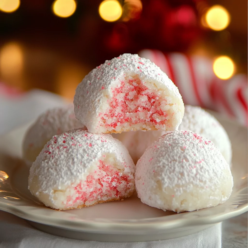 Peppermint Snowball Cookies