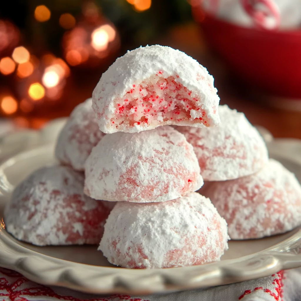 Peppermint Snowball Cookies