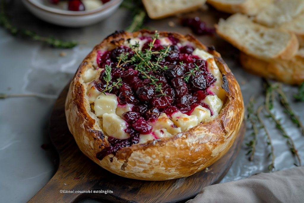 Pull Apart Baked Cranberry Brie Bread Bowl