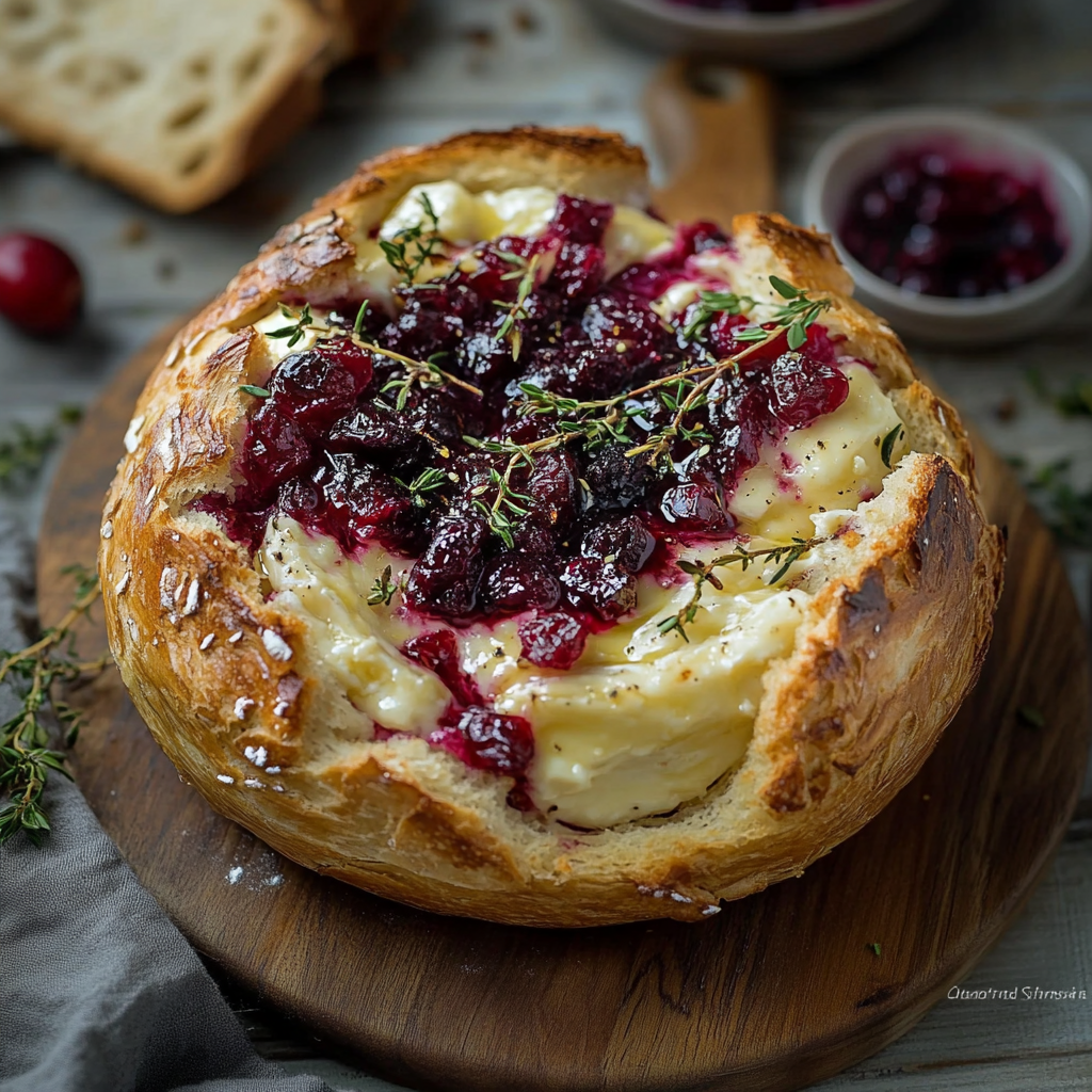 Pull Apart Baked Cranberry Brie Bread Bowl