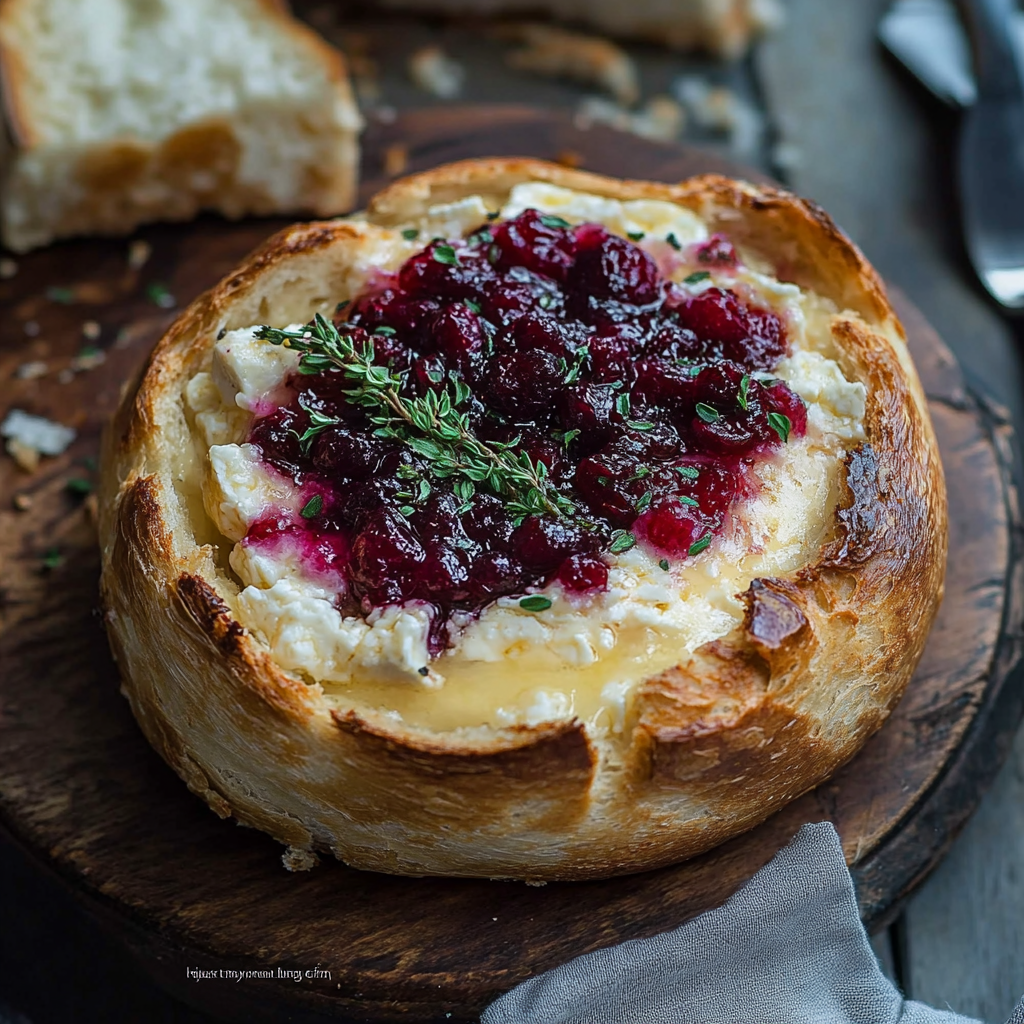 Pull Apart Baked Cranberry Brie Bread Bowl