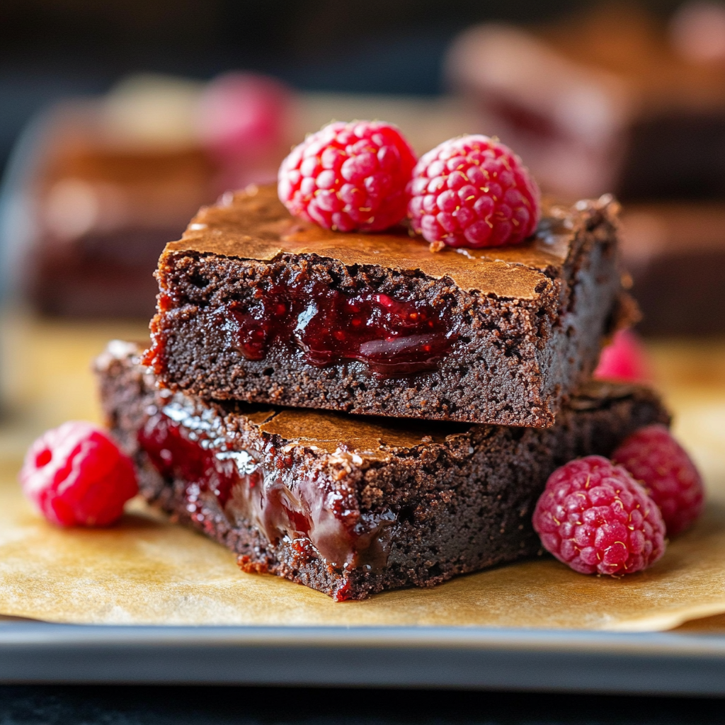 Raspberry Brownies with Chocolate Ganache