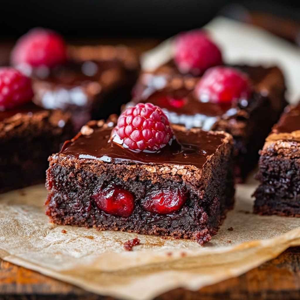 Raspberry Brownies with Chocolate Ganache