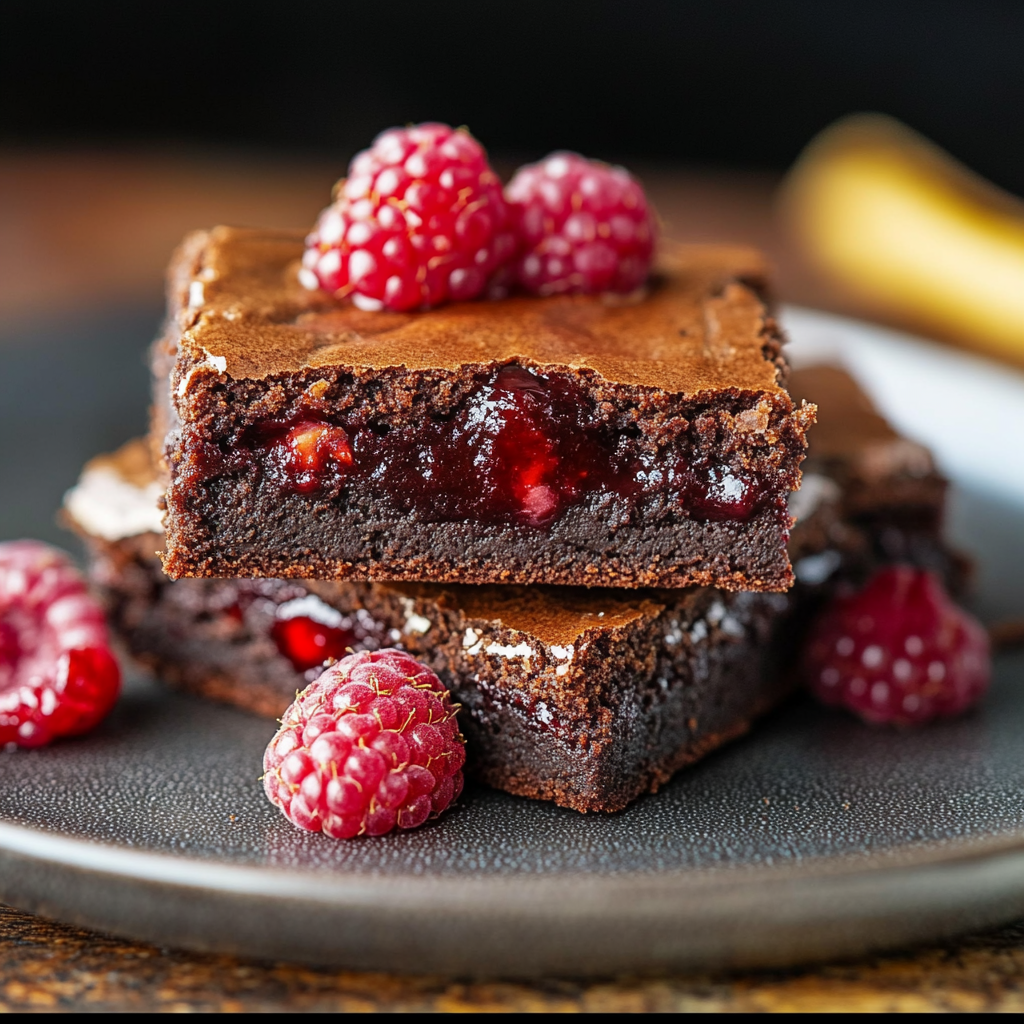 Raspberry Brownies with Chocolate Ganache