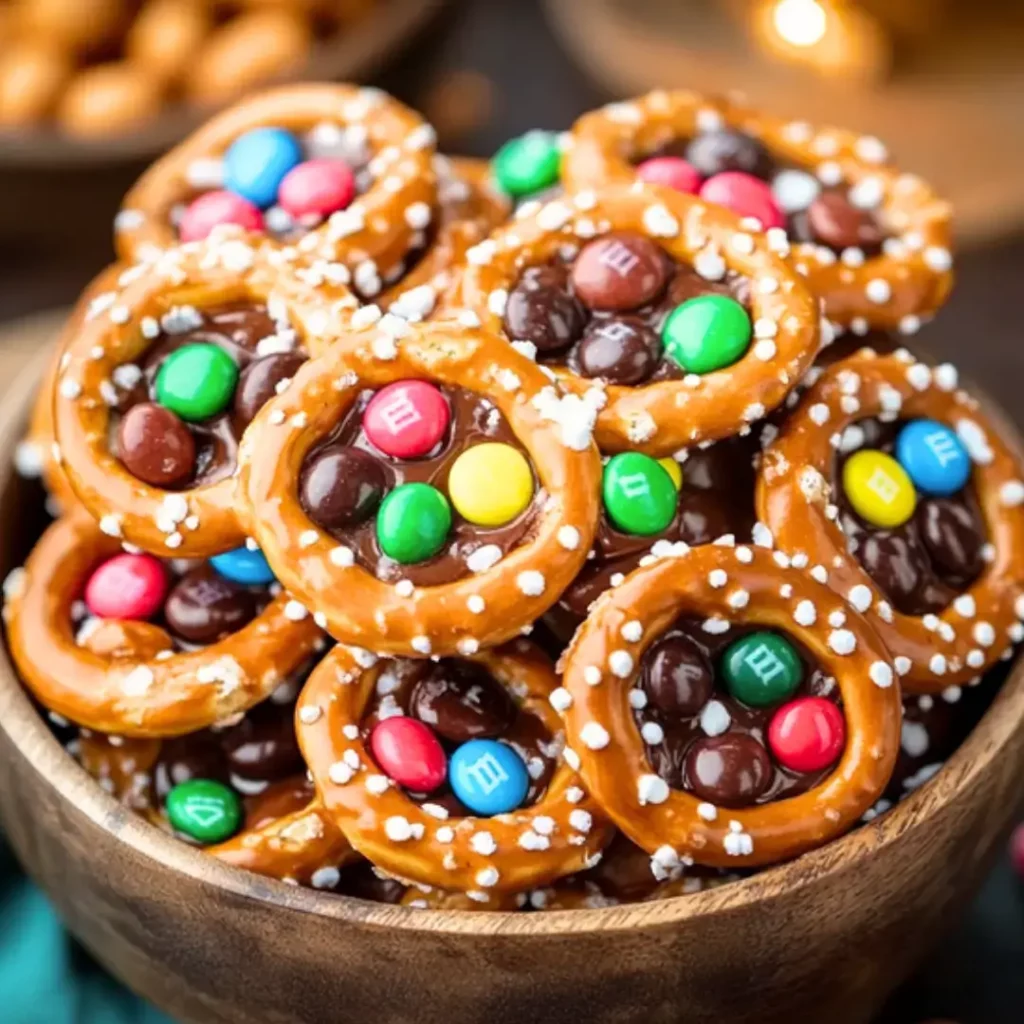 Rolo Pretzels with m&m candies