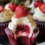 Strawberry Cheesecake Red Velvet Cupcakes