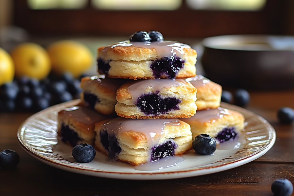 Sweet Blueberry Biscuits With Lemon Glaze