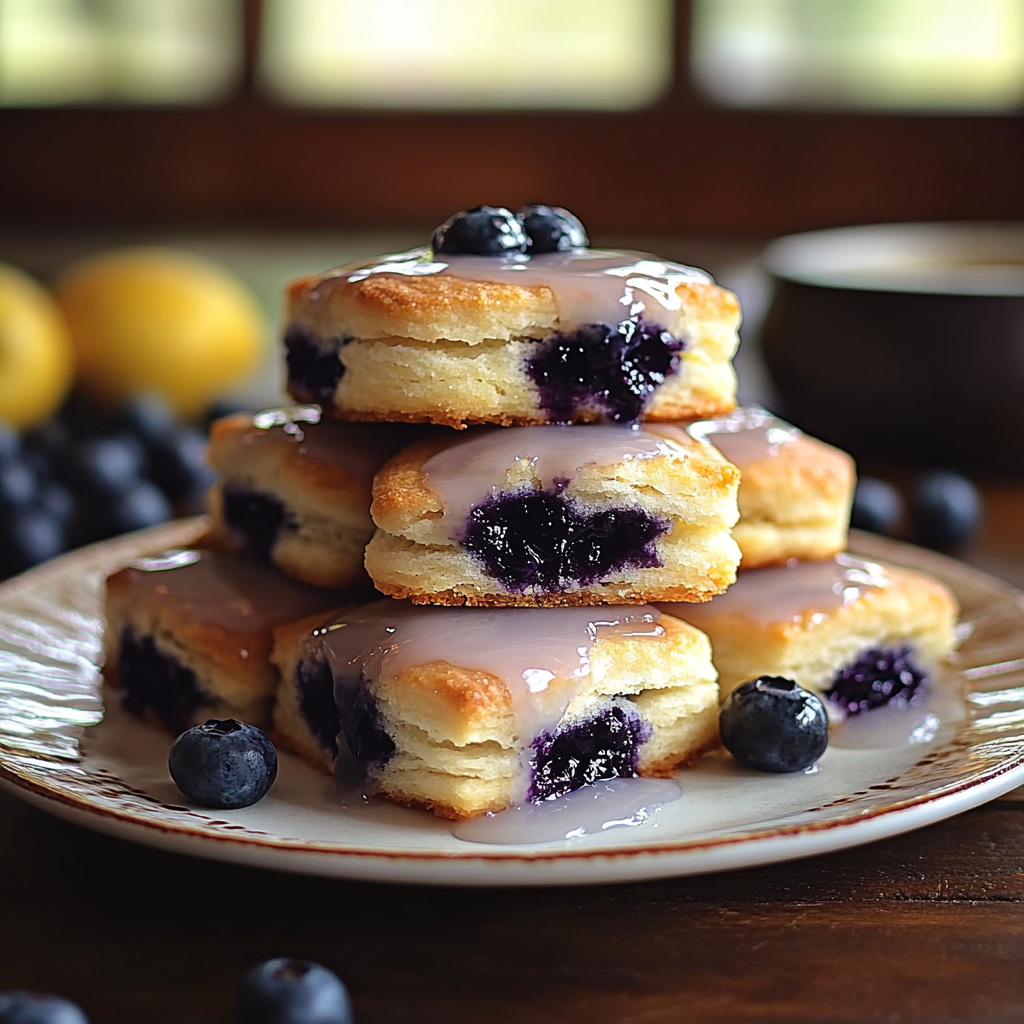 Sweet Blueberry Biscuits With Lemon Glaze