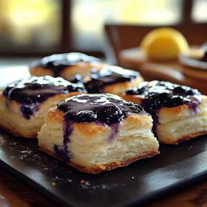 Sweet Blueberry Biscuits With Lemon Glaze