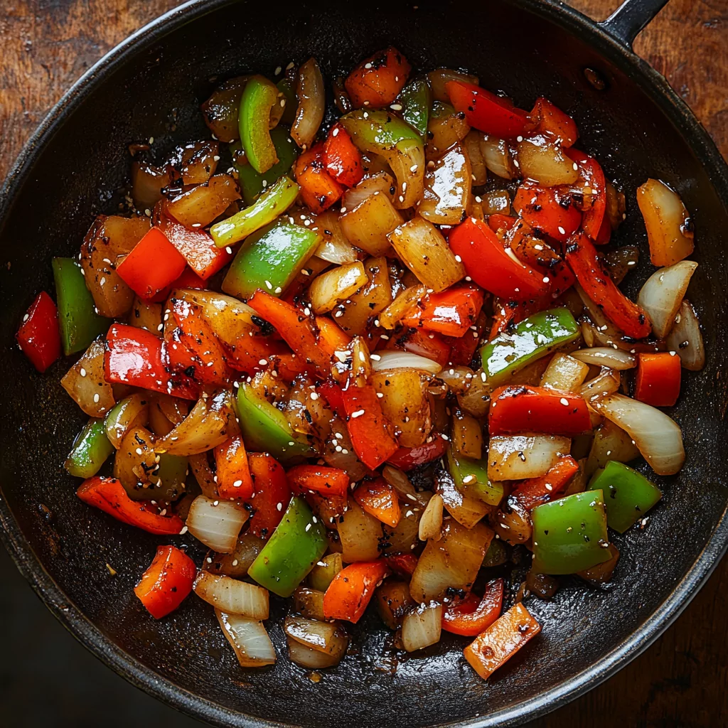 Stir-Fry the Vegetables - Beef and Pepper Rice Bowl