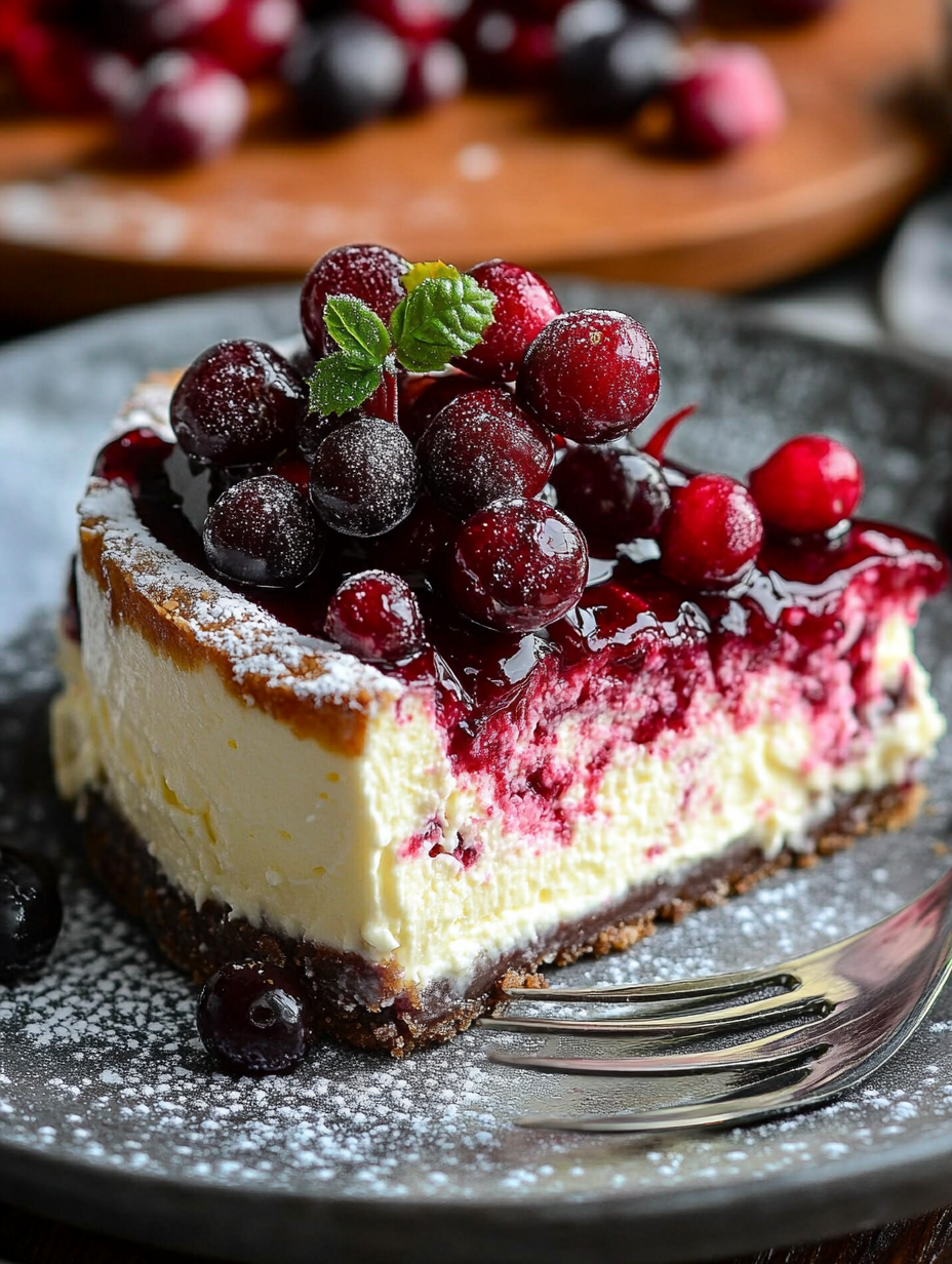 Cranberry Jam White Chocolate Mousse Cheesecake