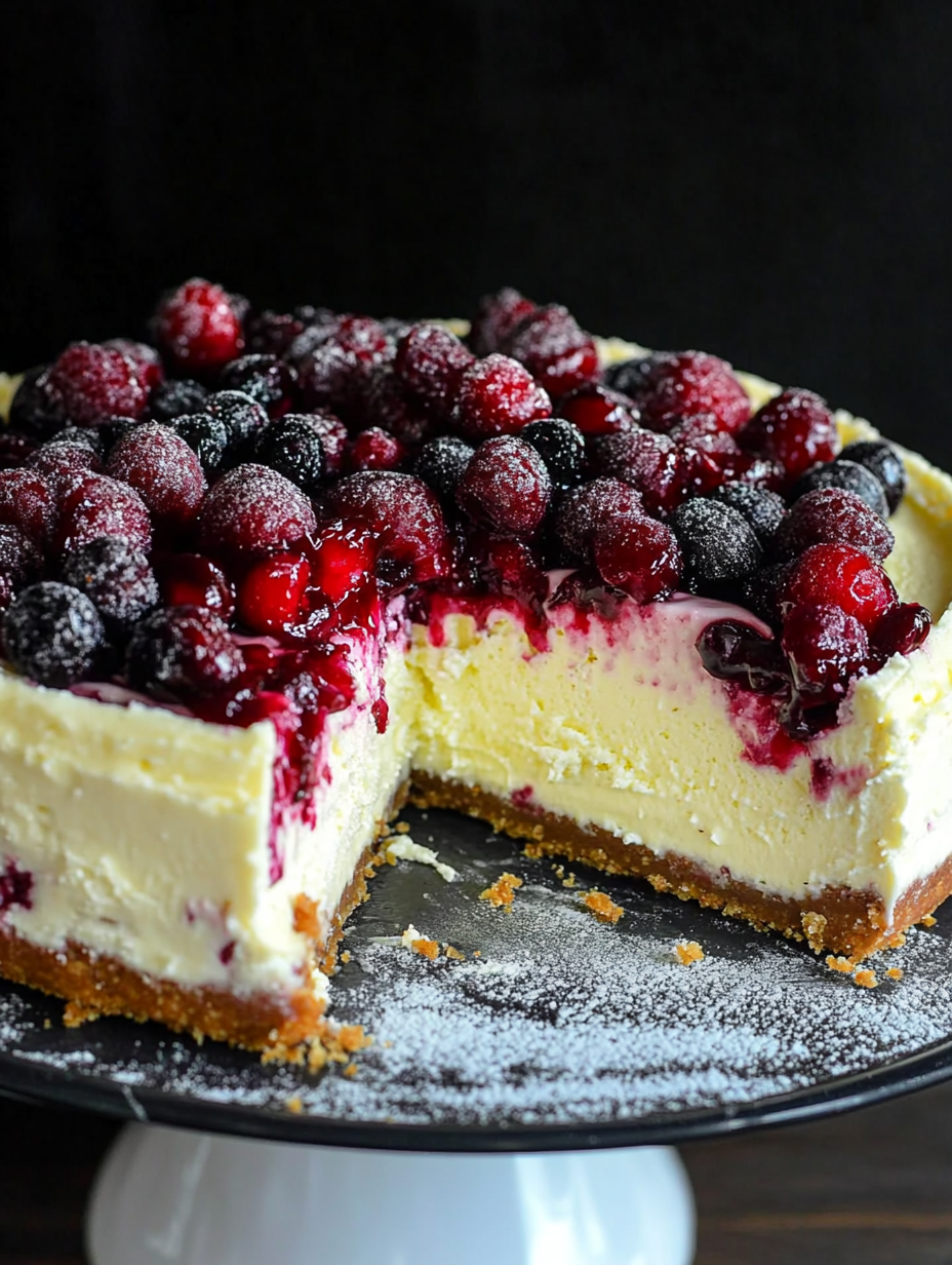 Cranberry Jam White Chocolate Mousse Cheesecake