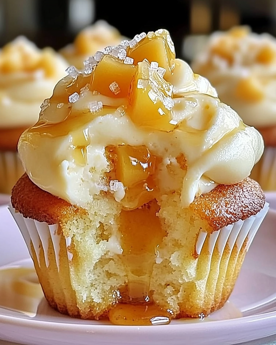 Honey Peach Cream Cheese Cupcakes