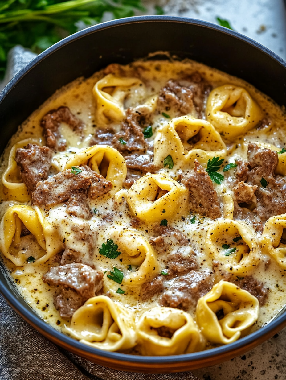 Philly Cheesesteak Tortellini Pasta