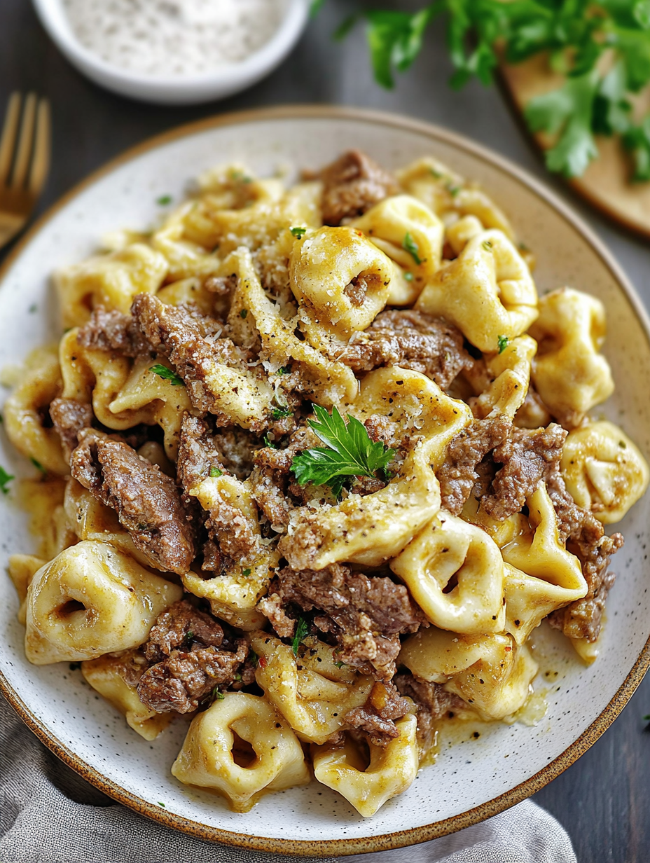 Philly Cheesesteak Tortellini Pasta