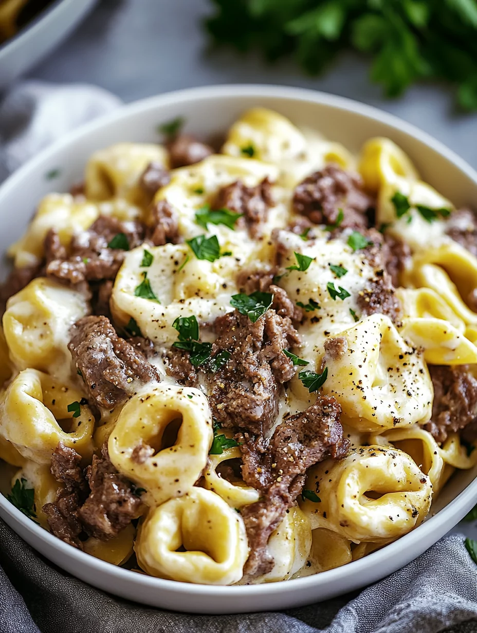 Philly Cheesesteak Tortellini Pasta