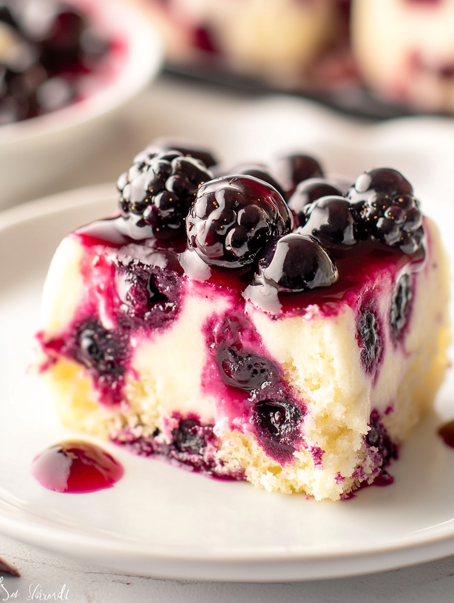 White Chocolate Blackberry Poke Cake