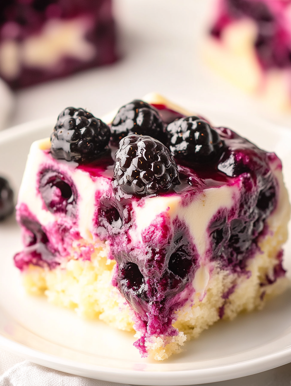 White Chocolate Blackberry Poke Cake