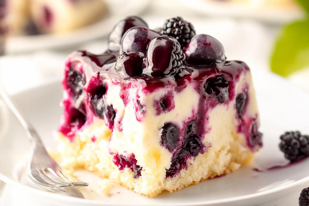 White Chocolate Blackberry Poke Cake