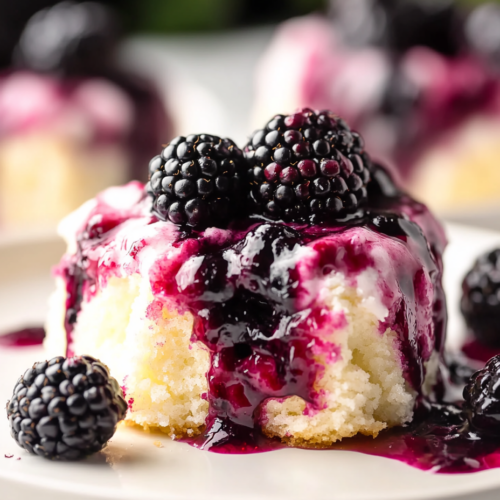 White Chocolate Blackberry Poke Cake