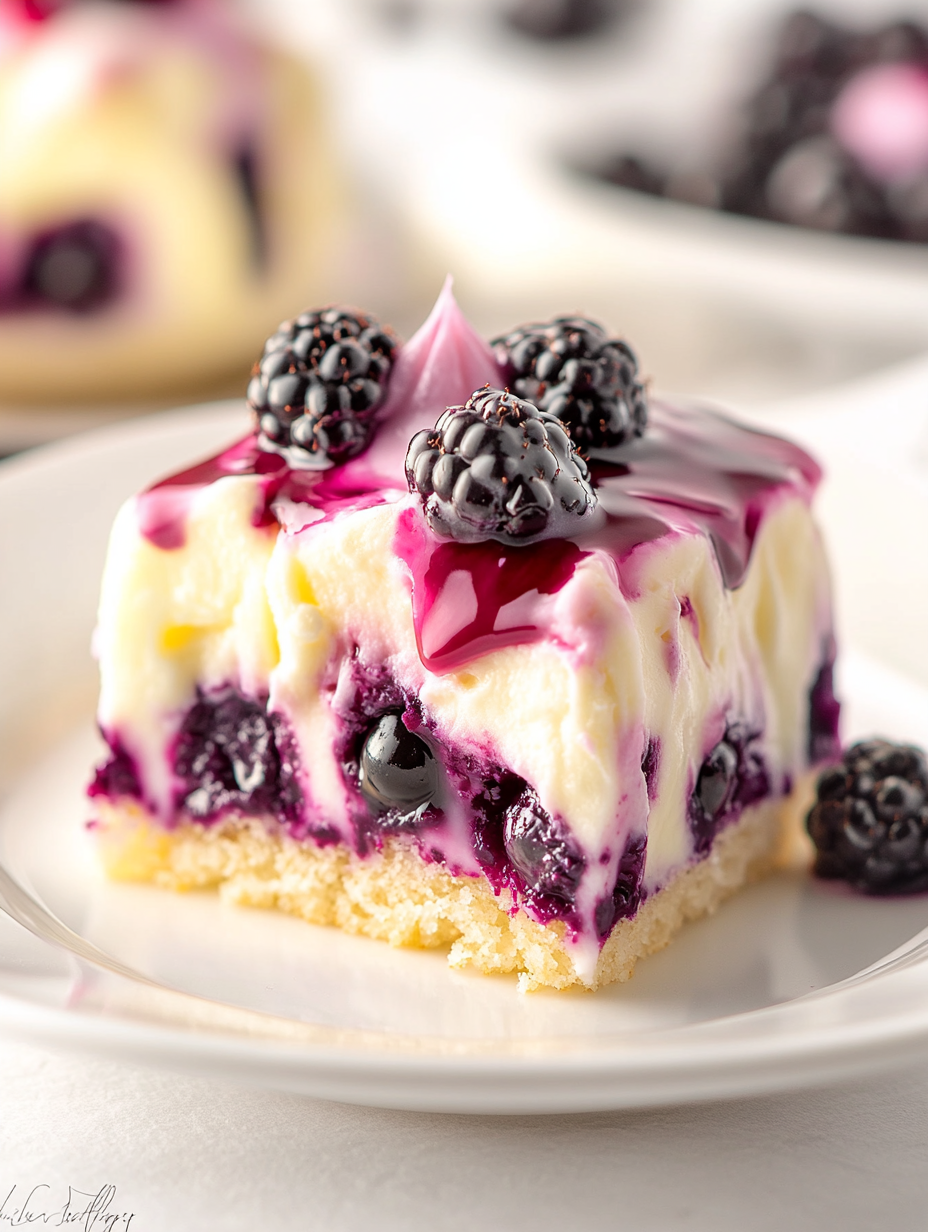 White Chocolate Blackberry Poke Cake